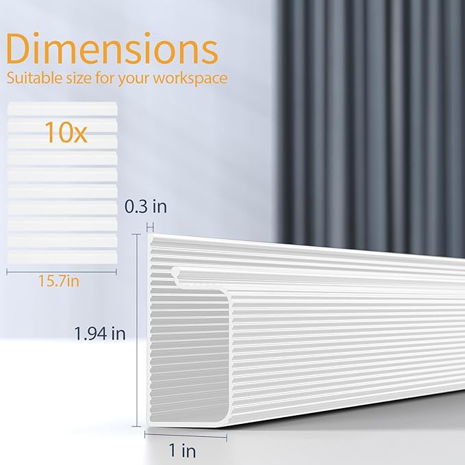 Delamu 157in Cable Management Under Desk, Safe & Tidy Under Desk Cable Management for Home & Office, Cord Organizer for Desks, Wire Organizer Kit, 10 Pack White