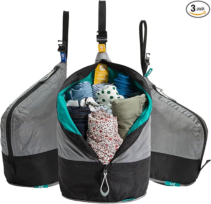 trtl Packing Pods, Grey- Packing Cubes for Travel - Organizer Bags for Luggage to Maximize Space in Suitcase - Travel Packing Organizers - Includes Carry Strap - Comes with 3 Cube Sizes - 3 Pack