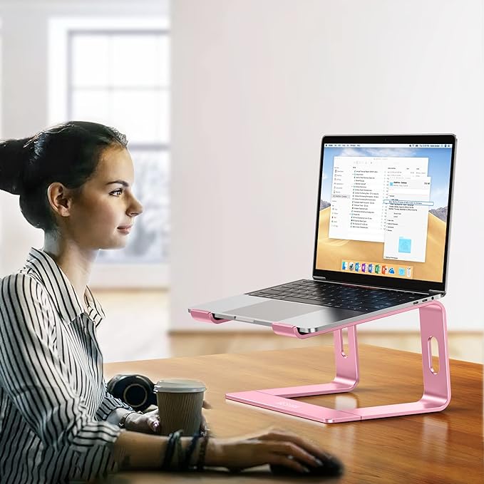 BESIGN LS03 Aluminum Laptop Stand, Ergonomic Detachable Computer Stand, Notebook Holder Compatible with Air, Pro, Dell, HP, Lenovo More 10-15.6" Laptops, Pink