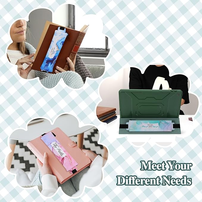 MoKo Elastic Pen Holder for Notebook, 4 Pieces PU Leather Pencil Case with Adjustable Band, Stationery School Supplies Zipper Bag for Planners, Journals, Book, Marble Patterns