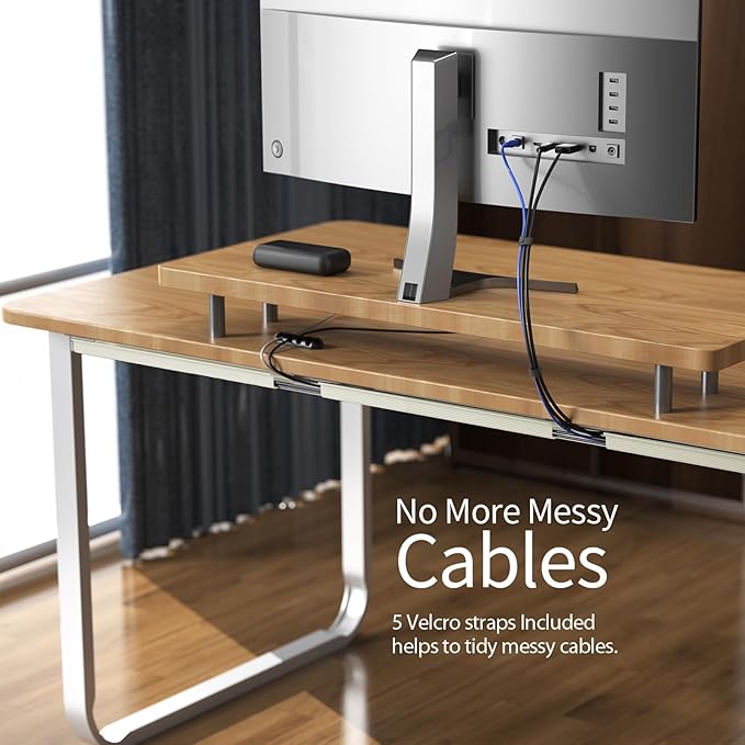 Delamu 2 Pack Under Desk Cable Management, Safe Tidy Cable Management Under Desks for Home Office, Cord Organizer for Desk, Wire Organizer Kit, Beige