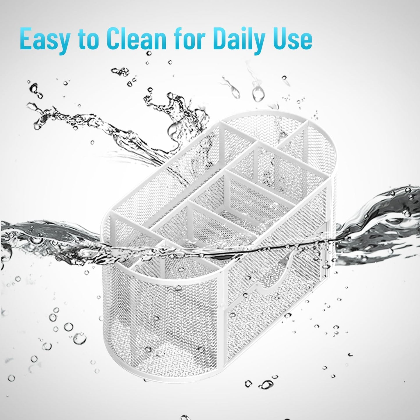 SUPEASY Mesh Desk Organizer, Desk Accessories & Workspace Organizers with Drawers, Pencil Holder for Desk with 9 Compartments for Office Suppliess, 8.6 x 4.3 x 4.1 Inch, White