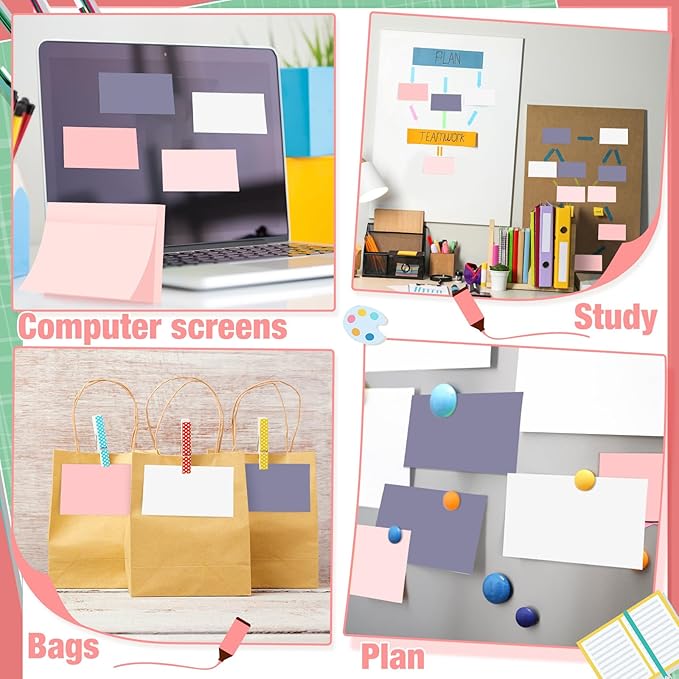 Fainne 8 Pack Sticky Notes Bulk Back to School Supplies Self Stick Note Pads Paper Memo for Office First Day of School Student Teacher Essentials (3 x 5 Inch,Mixed Color)