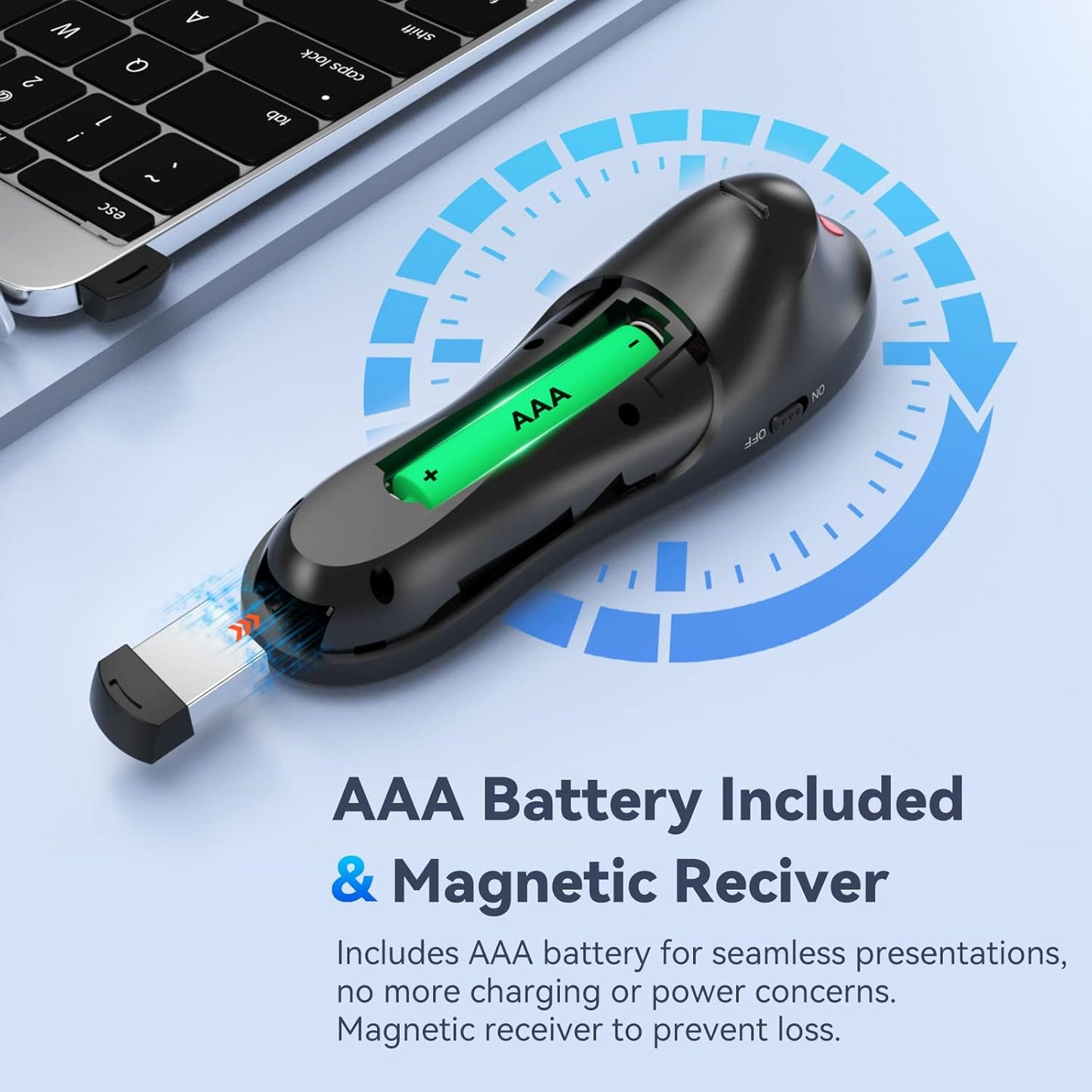 Wireless PowerPoint Remote Presentation Clicker - Presenter Remote PowerPoint Clicker with Red Laser Pointer Slide Advancer for Computer Laptop Mac