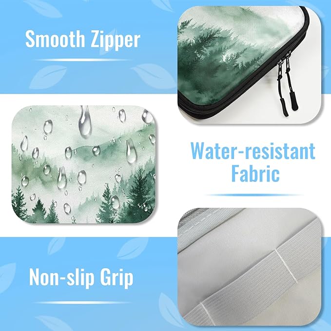 Green Misty Forest Electronics Travel Organizer Case, Tech Accessories Cable Storage Bag for Cords, Charger, Phone, Hard Drive