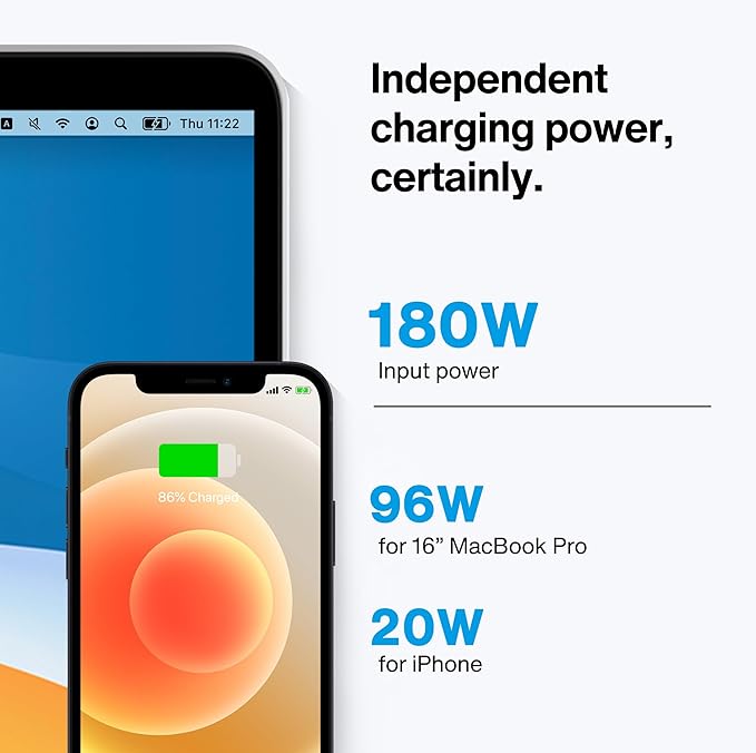 iVANKY FusionDock 1+ MacBook Pro Docking Station with 180W Power Adapter, 12-in-1 Dual 4K@60Hz USB C Dock for MacBook Pro/Air Thunderbolt 3/4 Dock HDMI 2.0, 96W PD, 6 USB, 2.5Gbps Ethernet SD/TF Audio