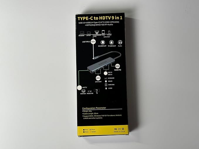 KIROSA USB-C Hub, 9 Ports USB 3.0, 4K DisplayPort, HDMI, USB Type-C