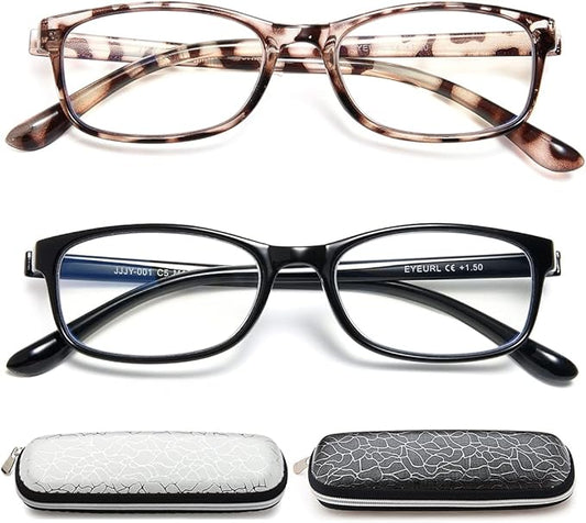 EYEURL Reading Glasses Womens Blue Light Blocking - 2 Pack Lightweight Computer Readers +3.0 Glare Blocking Ladies Eyeglass