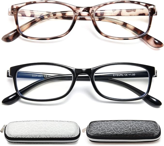 EYEURL Reading Glasses Womens Blue Light Blocking - 2 Pack Lightweight Computer Readers +2.0 Glare Blocking Ladies Eyeglass