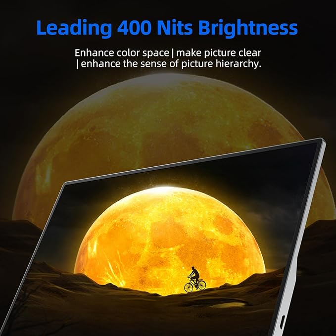 UPERFECT Portable Monitor 4K, 15.6'' Silvery 3840x2160 UHD HDR USB-C Monitor, 100% AdobeRGB, 400cd/㎡Brightness, IPS FreeSync Speaker Travel Extra Screen for Laptop, Type-C HDMI, VESA & Smart Case