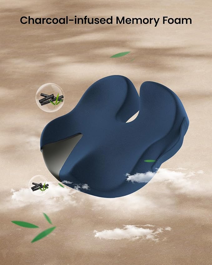 ProtoArc Seat Cushion, Office Chair Cushion for Sciatica, Coccyx Cushion, Ergonomic Memory Foam Seat Cushion for Car, Home, Pressure Relief Pad for Hip, Tailbone, All Day Comfort - Nayy