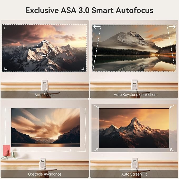 Wanbo T2 Ultra Projector with WiFi and Bluetooth, Native 1080P Mini Portable Projector with 120° Adjustable Stand, Auto Focus & Keystone, 500 ANSI Outdoor Movie Proyector, White