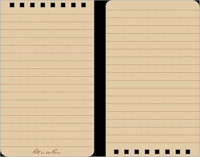 Rite in the Rain Weatherproof Top Spiral Notebooks, 3" x 5", Tan Cover, 3 Pack (No. 935T-3X)