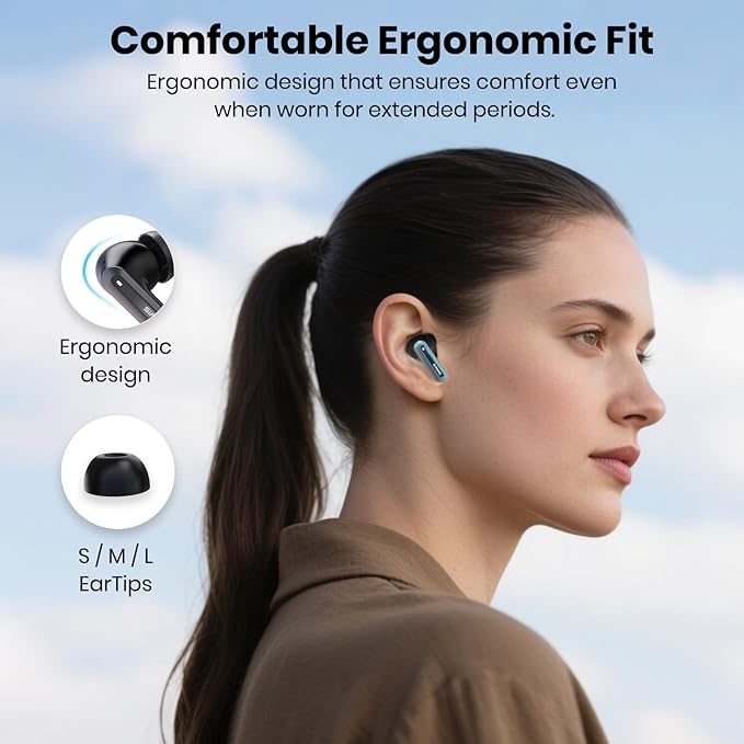 Bluetooth Headphones 5.3 Wireless Earbuds 2-in-1 Case and Phone Stand Noise Cancelling Earbuds Powerful Bass in-Ear Bluetooth 70H Playtime 35dB Hybrid ANC Waterproof for Sports/Workout Gray