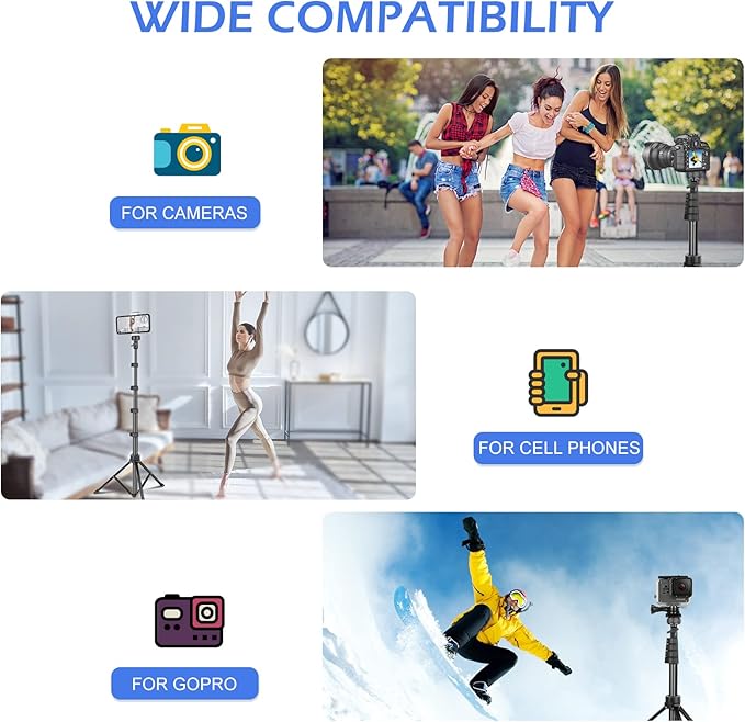 Sensyne 67" Phone-Tripod, Extendable Cell Phone Tripod Stand & Selfie Stick with Wireless Remote and Phone Holder, Compatible with iPhone Android Phone, Camera