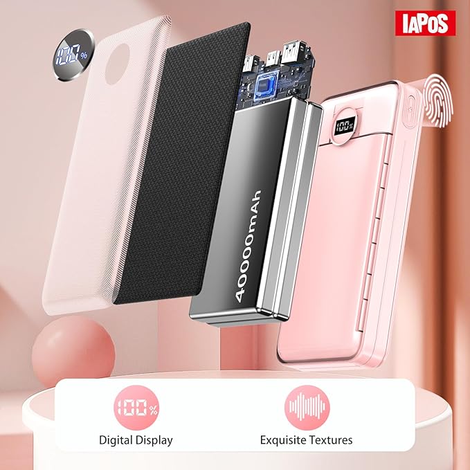 Portable Charger 40000mah Power Bank, USB-C (22.5W) Fast Charging Battery Pack Portable Phone Charger for iPhone 16 Pro/16/15/14/13 Series, Android Samsung Galaxy, Battery Bank for Travel Camping