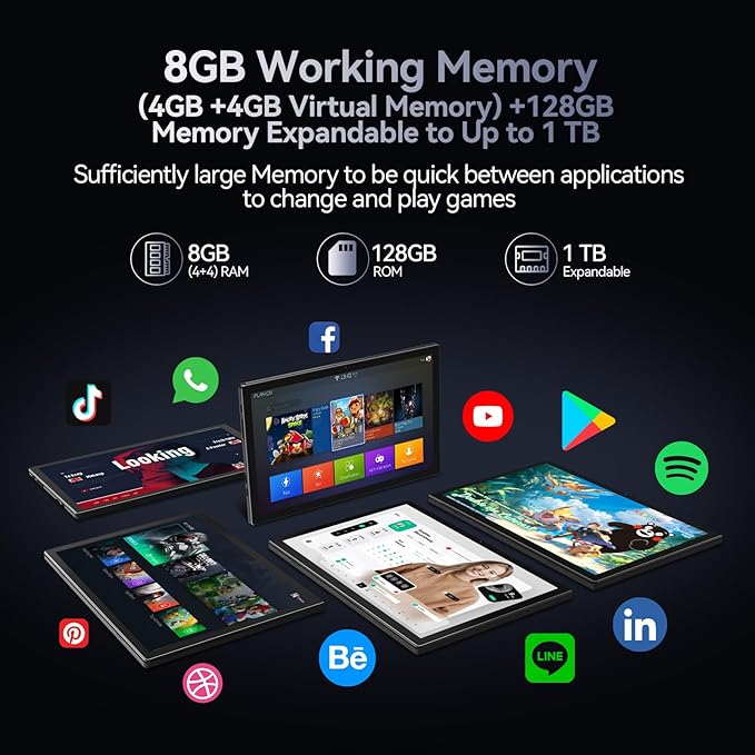 ANTEMPER Android Tablets 10 Inch, 5G WiFi Tablet Mit 8GB RAM+128GB ROM(1TB TF),2 in 1 Tablet with Keyboard Mouse Pen-Octa-Core2.0Ghz | 6000mAh | 1080FHD | 13MP Camera | WLAN GPS OTG Typ-c-Black