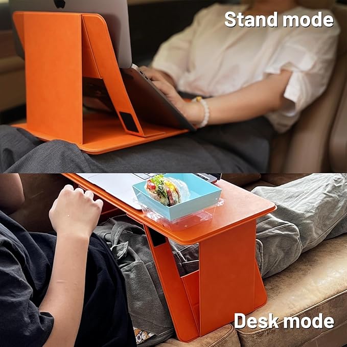 Foldable Laptop Desk Bed Computer Desk, FansDreams Pi Foldable and Portable Lap Desk, Portable Folding Lap Table, Standing Lightweight Travel Laptop Table for Study and Work (Orange, Standard)