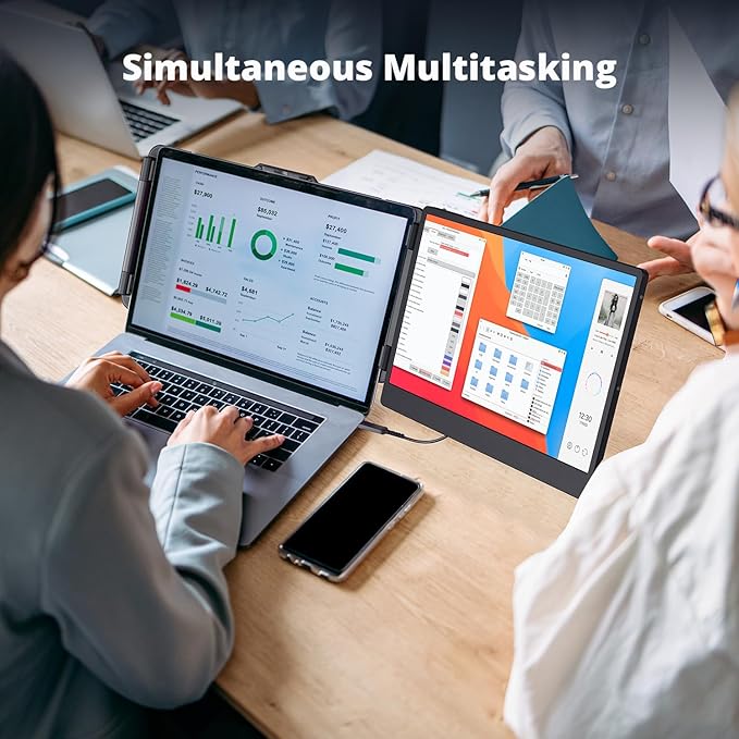 Laptop Screen Extender, FHD 1080P IPS 14" Laptop Monitor Extender, Plug and Play HDMI/Type-C - Compatible with Windows, Mac, Android, Chrome, Xbox, Switch, PS5, Work with 13”-17” Laptops