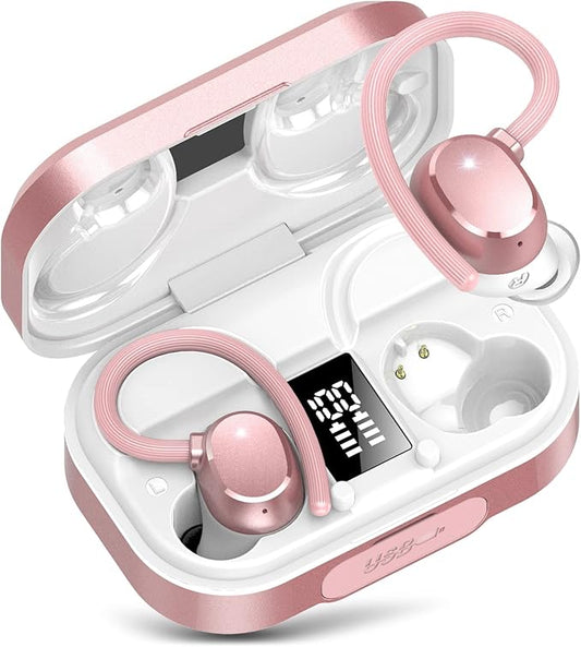 KT1 Wireless Earbuds, Sports Bluetooth Headphones, 120Hrs Playtime Ear Buds for Small Ear, IPX7 Waterproof Running Headphones, Deep Bass, Over Ear Sport Wireless Bluetooth Earphones for Android iOS