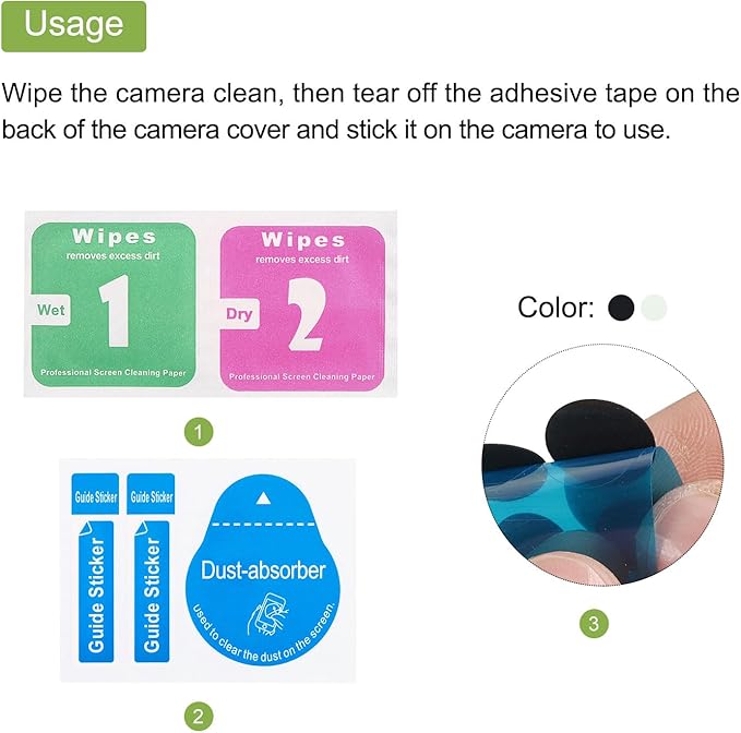 MECCANIXITY Webcam Cover Slide 0.3mm Thick Round Plastic Laptop Camera Cover Slide Web Blocker Protect Privacy for Computer, Laptop Black 12 Pack