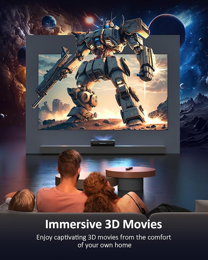 NexiGo Aurora Lite, 4K UHD Ultra Short Throw Tri-Color Laser Projector, 1900 Lumens, Dynamic Laser Dimming, Dolby Vision & Atmos, HDR10+, 3D, 150" UST TV (Holiday Special Edition) with 60W Speakers