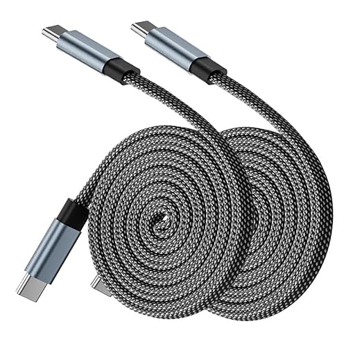 NKV 240W USB C to USB C Cable [3.3ft, 2-Pack] 240W Flat Fast Charging, for iPhone 17 16 15 Series Samsung 25 iPad MacBook etc (Black)