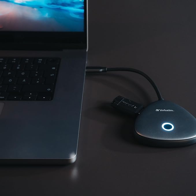 Verbatim Share My Screen Video Extender 4K USB-C Wireless HDMI Transmitter and Receiver Display Adapter with USB Hub and Card Reader