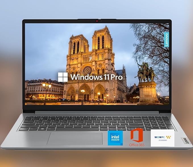 Lenovo 15.6" HD IdeaPad Anti-Glare Screen w/ 1 Year Microsoft 365, 1.1TB SSD, 20GB RAM, Windows 11 Pro, WiFi 6, HDMI, USB-C, Intel Processor, SD Card Reader, Up to 9.5 Hours Battery Life, w/WOWPC USB