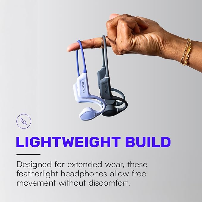 Raycon Bone Conduction Headphones, Open-Ear Bluetooth Sports Earbuds with Mic, IP68 Water Resistant Headset for Workout and Running, 13hr Playtime (Blue)