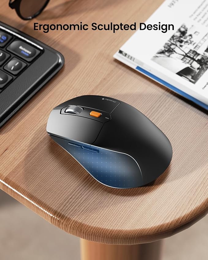 ProtoArc Ergonomic Foldable Keyboard Mouse, XKM03 Portable Folding Bluetooth Keyboard Mouse Combo for Business and Travel, Split Design, 3 Bluetooth, Rechargeable, for iPad, Tablet, iPhone, Laptop