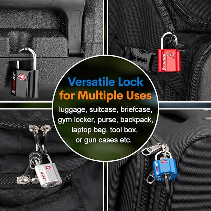 TSA Approved Luggage Locks, Ultra-Secure Dimple Key Travel Locks with Zinc Alloy Body
