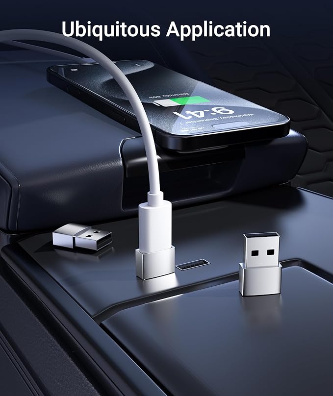 Syntech USB C Female to USB A Male Adapter 3 Pack, Type C Charger Cable Power Adapter Compatible with iPad Air 7, iPhone 17/16/15/14 Pro Max, Apple Watch Series 10/9/8, Samsung Galaxy S20 etc, Silver