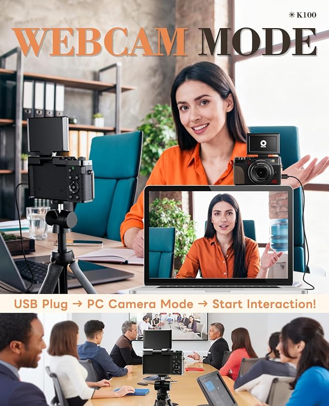 TURE 48MP 4K Digital Camera for Photography & YouTube Vlogging - 18X Zoom UHD Autofocus Video Camera with 3" 180° Flip Screen, 32GB SD Card & 2 Batteries - Compact Travel (Black)