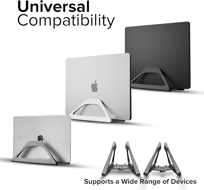 Elestoria Vertical Laptop Stand Holder- Adjustable Laptop Holder Vertical fits All MacBook, Chromebook & Gaming Laptops - Grey