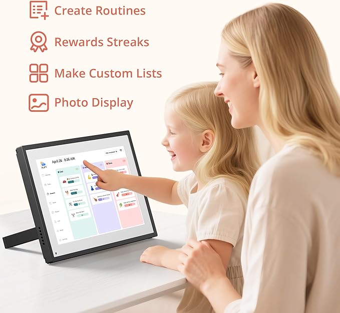 Digital Calendar Touch Screen 10 Inch, Electronic Calendar Chore Chart with 1080P Interactive Touchscreen for Family Monthly/Weekly/Daily Planner, Smart Calendar with Desk Mount - Black