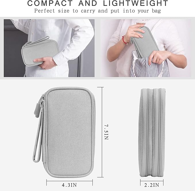 Skycase Electronic Organizer Travel Case - Waterproof Travel Cord Pouches for Organization, Cable Organizer, All-in-One Double Layers Storage Bag for Accessories, Charger, Cable, Grey-1