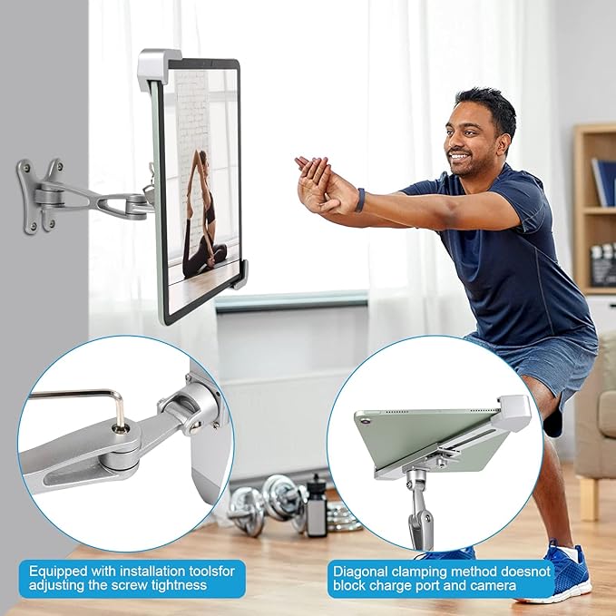 Anti Theft Tablet Stand, Security Tablet Holder with Lock, Lockable Tablet Mount for iPad, Galaxy Tab, E-Reader, Amazon Fire, More 7-11" Tablets (Wall)