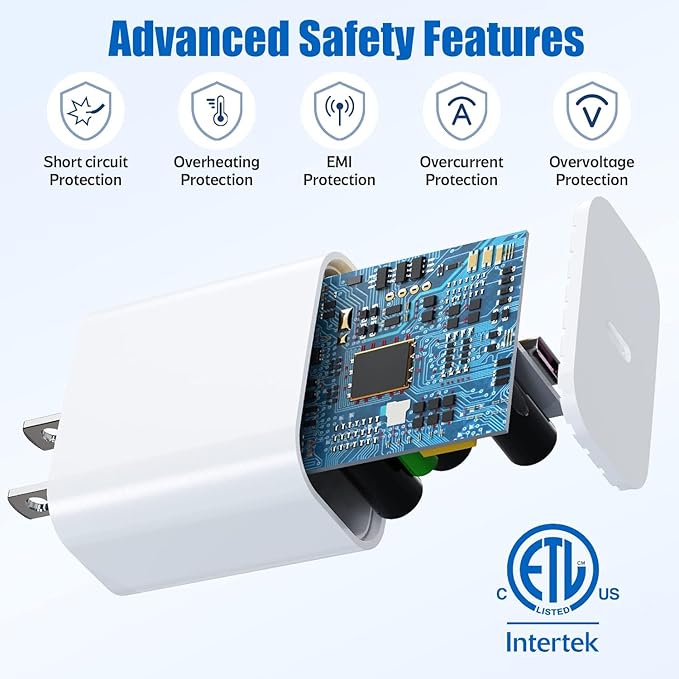 iPhone 15 Pro Charger Fast Charging, 2Pack 20W PD USB C Wall Charger Type C Block with USB C to C Fast Charging Cable Cord Compatible with Apple iPhone 15/15 Pro/15 Pro Max/15 Plus, iPad Pro/Air/Mini