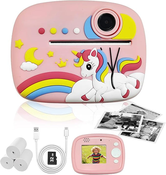 Kids Instant Digital Cameras for Boys and Girls, 1080P Video Digital Kids Camera That Print Photos with 32G Card,Portable Toddlers Camera Christmas Birthday Gifts Toys for Age 3-16 Years Old