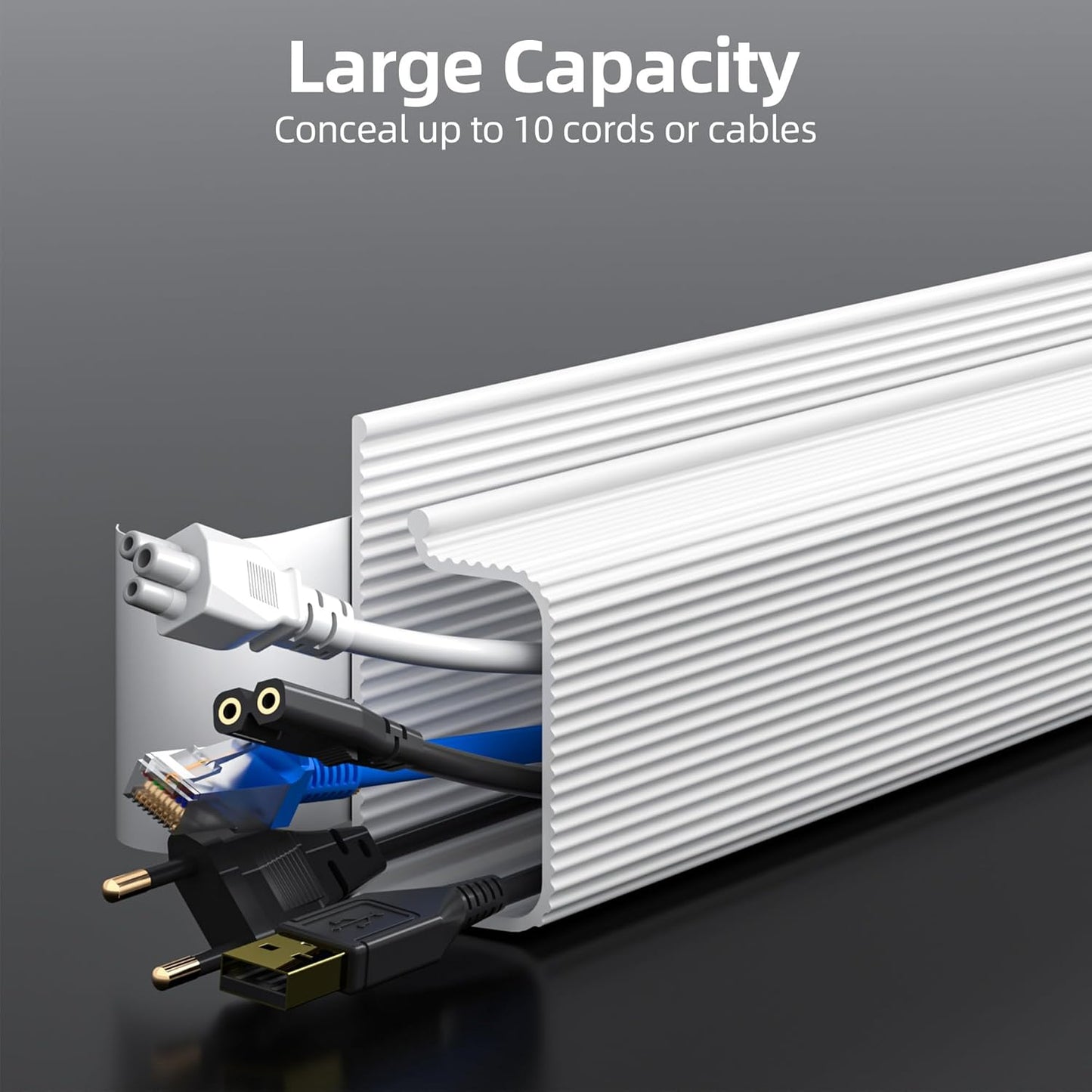 YECAYE 94.2 in Cable Management Under Desk,Easy Install Adhesive Mount Cord Hider,Cord Organizer,Wire Management,Wire Hider for Office Organization,Child & Pet Proof,White