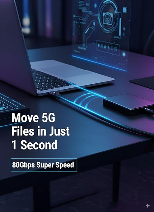 USB C Cable 4ft Thunderbolt 5/4 Supported, 80Gbps Data Transfer, 240W Fast Charging, Up to 120Gbps Bandwidth, Compatible with 8K/4K Display,for iPhone 17/16/15 Pro Max Plus, MacBook