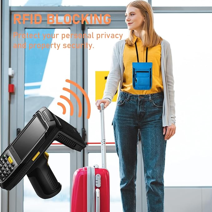 sundee Travel Neck Wallet with Double Zippers, RFID Blocking Passport Holder with Adjustable Neck Strap for Men and Women to Keep Cash, Credit Cards and Travel Documents Safe - Lake Blue