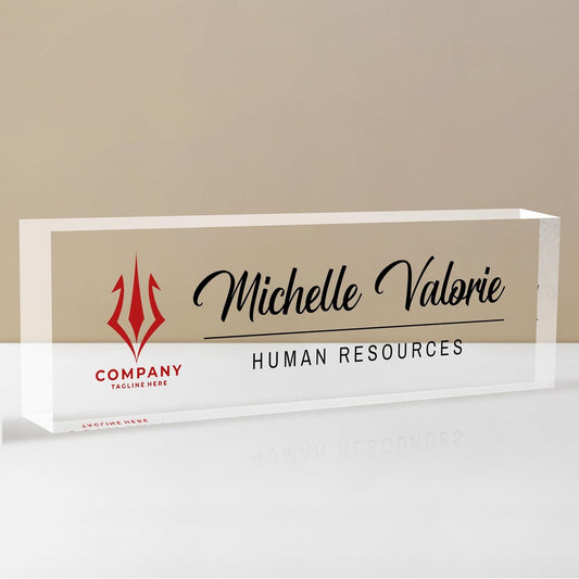 Personalized Name Plate for Desk, Custom Desk Name Plate, Acrylic Name Plate Office Desk Accessories, Personalized Office Gifts for Coworkers Teachers, Employee Appreciation Gifts (B-BusinessLogo2)