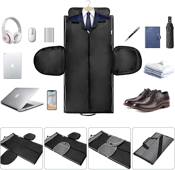 Convertible Garment Bag with Shoulder Strap, Carry on Garment Duffel Bag for Men Women - Hanging Suitcase Suit Travel Bags