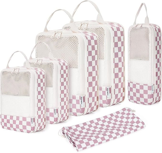 Narwey 6 Set Compression Packing Cubes for Travel Kids Women Carry on, Packing Organizers Bag for Backpack Luggage Suitcase Duffle Bags