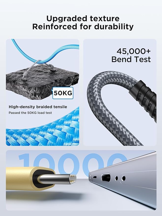 USB C Cable 3FT 3Pack Fast Charging Nylon Braided Long Type C Charger Cable for Samsung Galaxy S24 S23 S22 S21 S10 S9 S8 A02s A03s A11 A12 A13 A14 A21 A22 A32 A42 A53, Tablet, LG, TCL