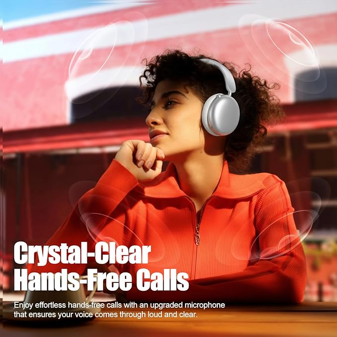 Wentronic Y06 Noise Cancelling Headphones,58H Playtime and 5 EQ Music Modes Wireless Over Ear Bluetooth Headphones with Microphone,Lossless Audio,Multipoint Connection,Foldable,Lightweight,Silver