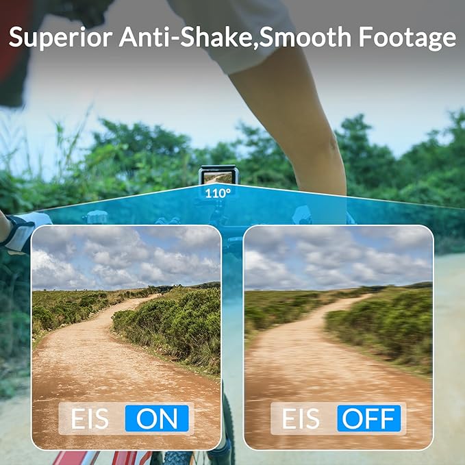 icefox i8 Action Camera with 4K 60FPS 20MP, 5X Zoom, Underwater Waterproof Camera with Optimized EIS, Video & Photo Editing by Snap Pro App, WiFi Remote Control for Diving, Cycling and Vlogging