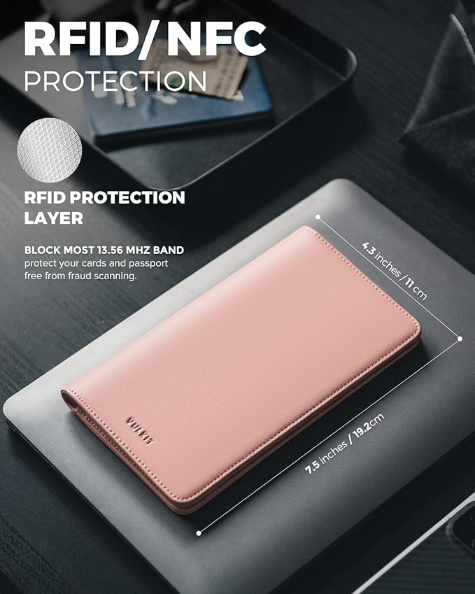 VULKIT Passport Holder Wallet RFID Blocking Travel Wallet for Men & Women